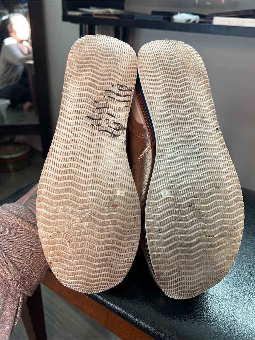 Metallic Rose Gold Platform Lace-Up Sneakers - Picture 4 of 5